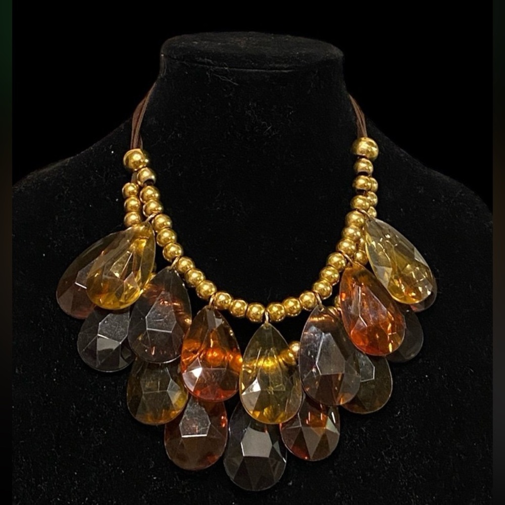 Joan Rivers Chunky Faceted Teardrop Lucite Bib Statement Necklace